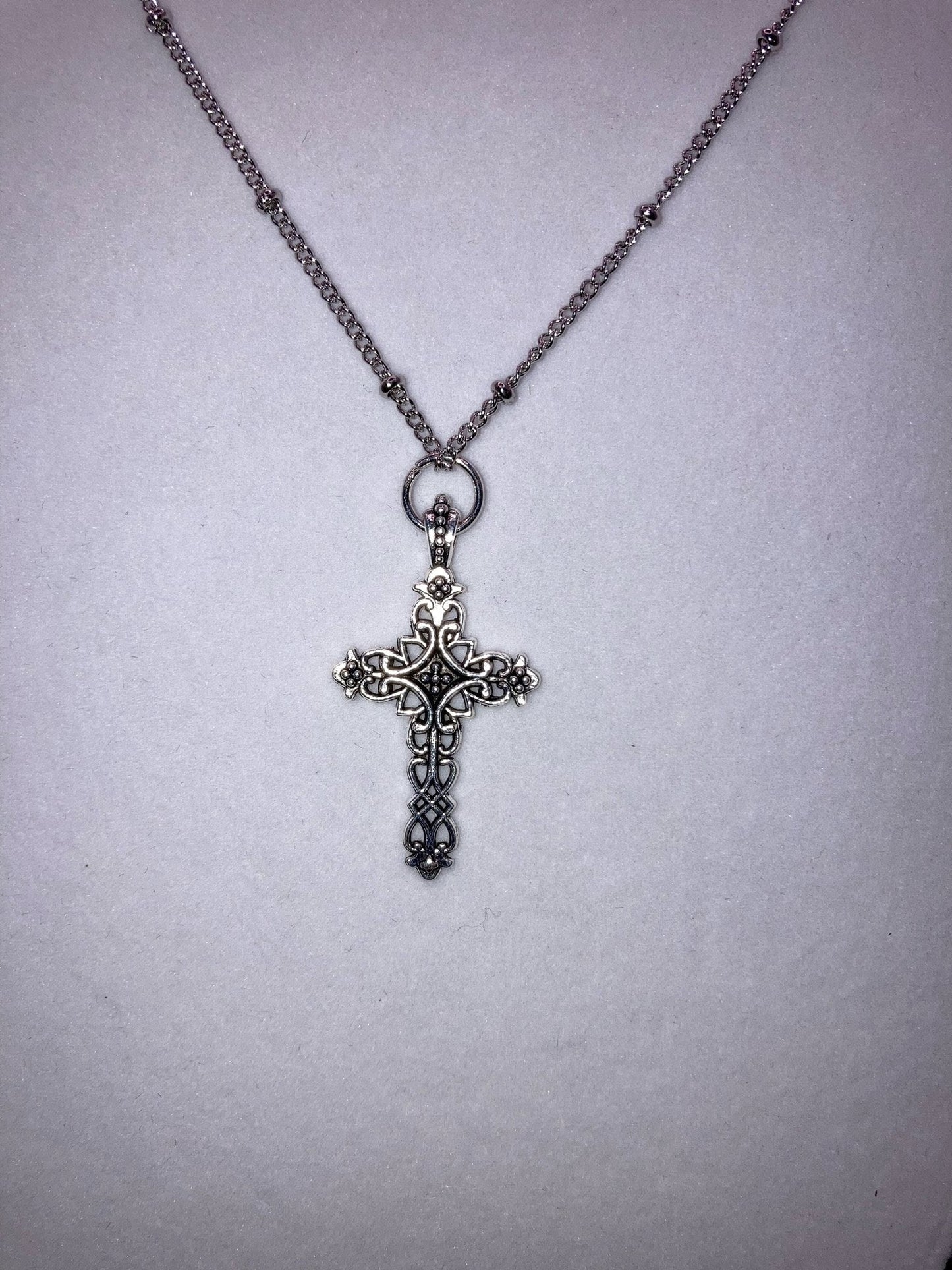 Silver Cross Necklace with Specialty Chain, Southwest, Religious and Country Jewelry