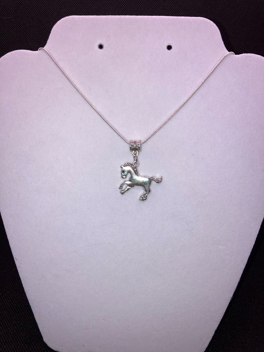 Silver Necklace with Horse Charm, Southwest and Country Jewelry