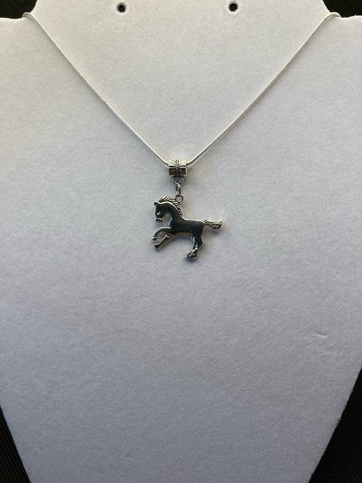 Silver Necklace with Horse Charm, Southwest and Country Jewelry