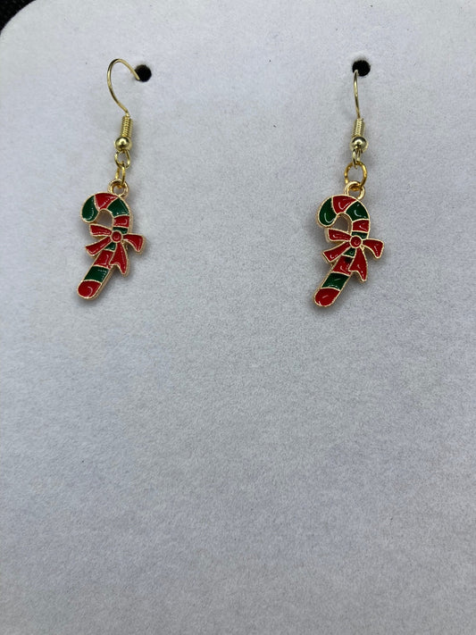 Christmas Earrings with Green Christmas Candy Cane Charms are perfect for the Holidays and gift-giving.