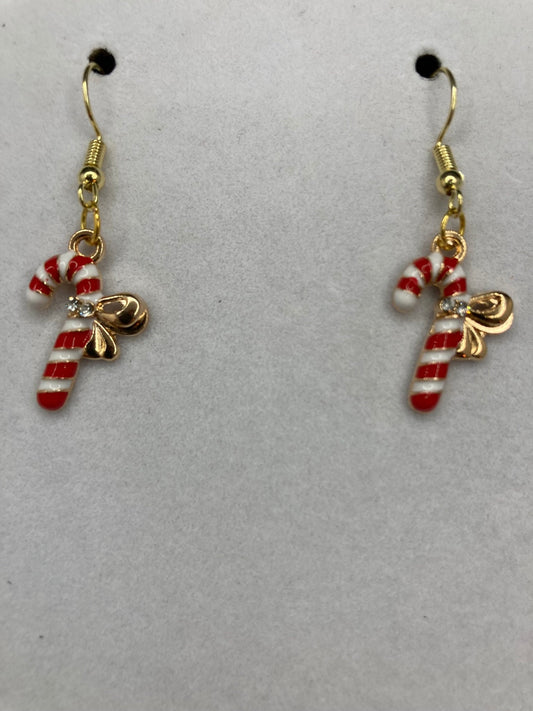 Christmas Earrings with Red Christmas Candy Cane Charms are perfect for the Holidays and gift-giving.