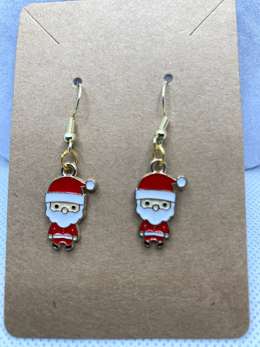 Christmas Earrings with Christmas Tiny Santa Charms are perfect for the Holidays and gift-giving.