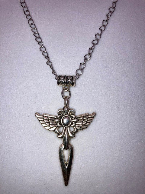 Silver Winged Cross Necklace with Specialty Chain, Southwest, Religious and Country Jewelry