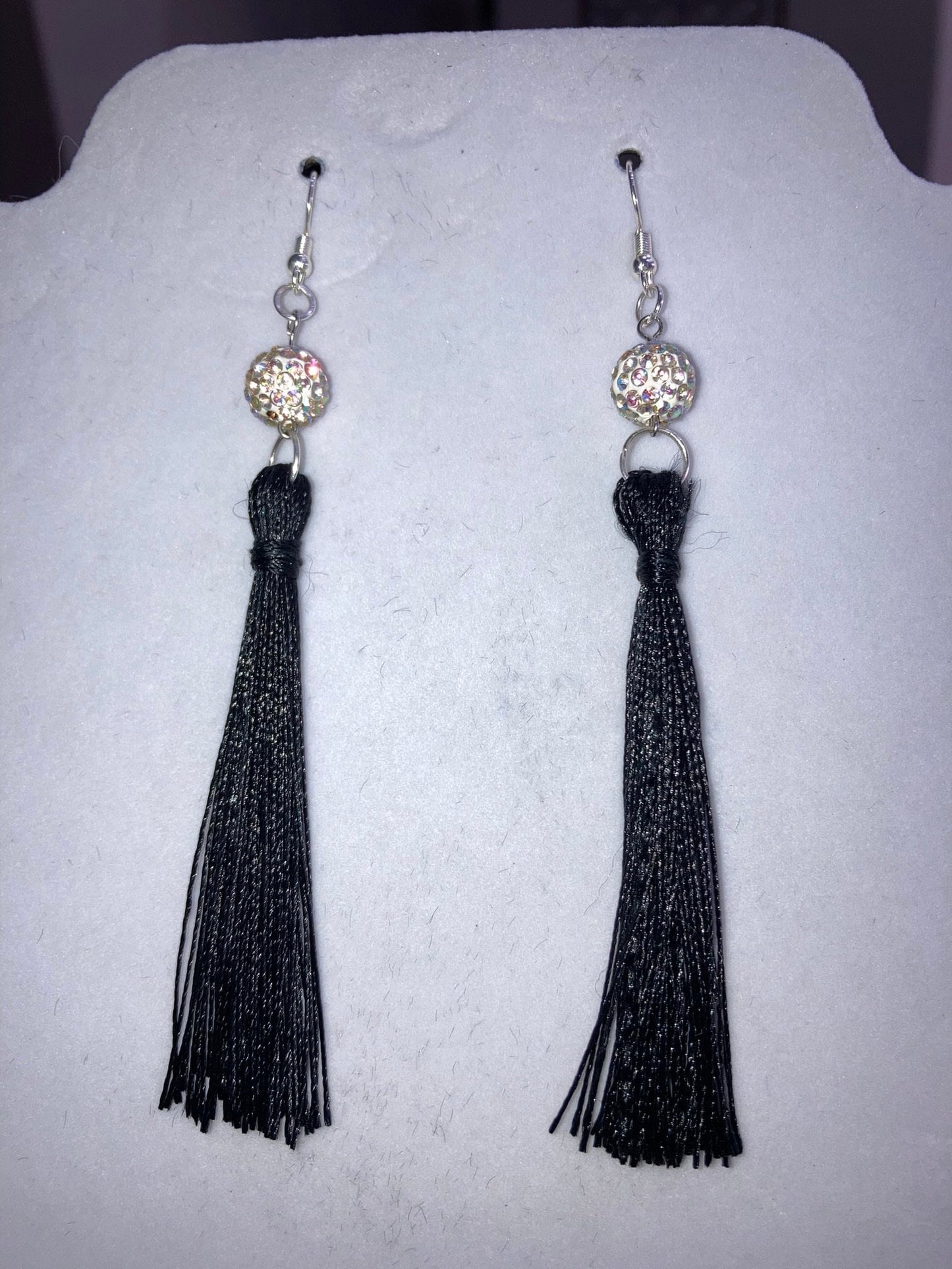 Black Tassel Earrings with Bling Ball trim. Southwest, Dressy, Chic