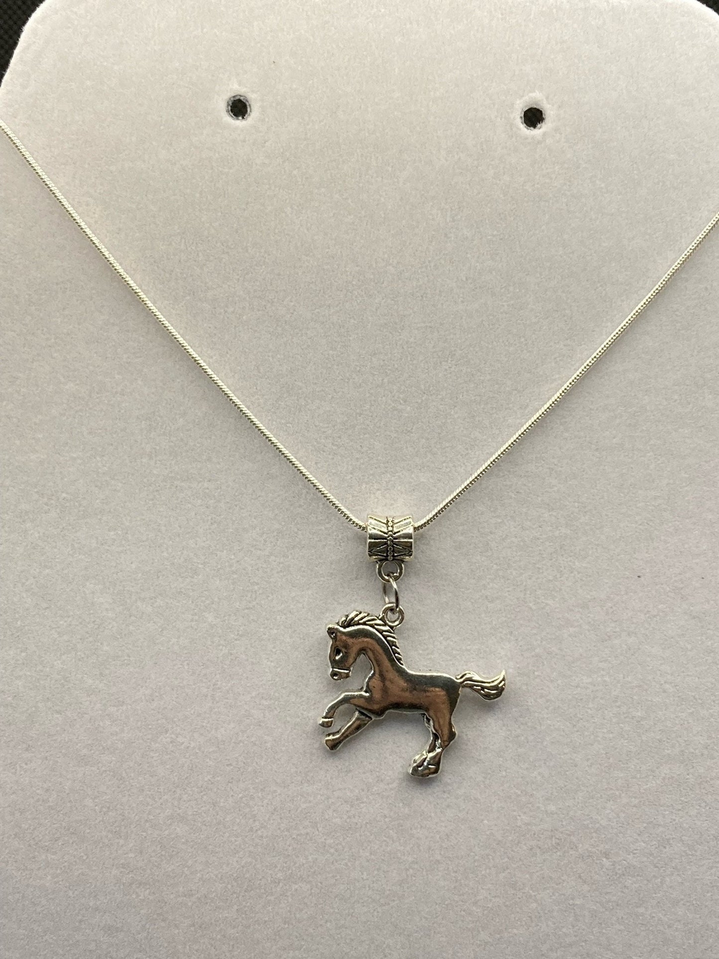 Silver Necklace with Horse Charm, Southwest and Country Jewelry