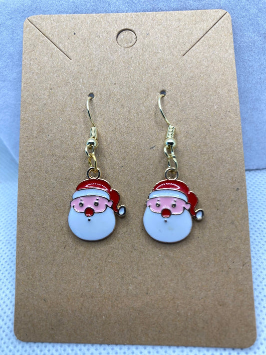 Christmas Earrings with Green Christmas Santa Face Charms are perfect for the Holidays and gift-giving.