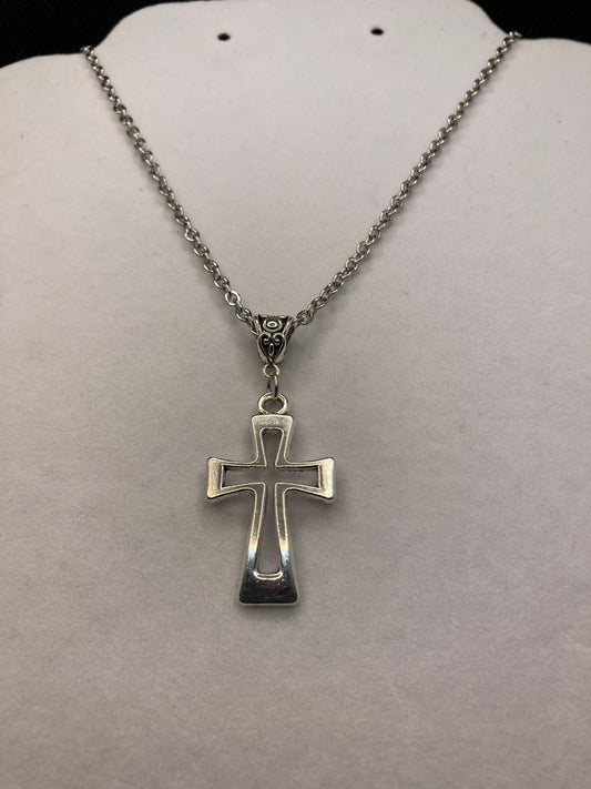 Silver Cross Necklace with Specialty Chain, Southwest, Religious and Country Jewelry