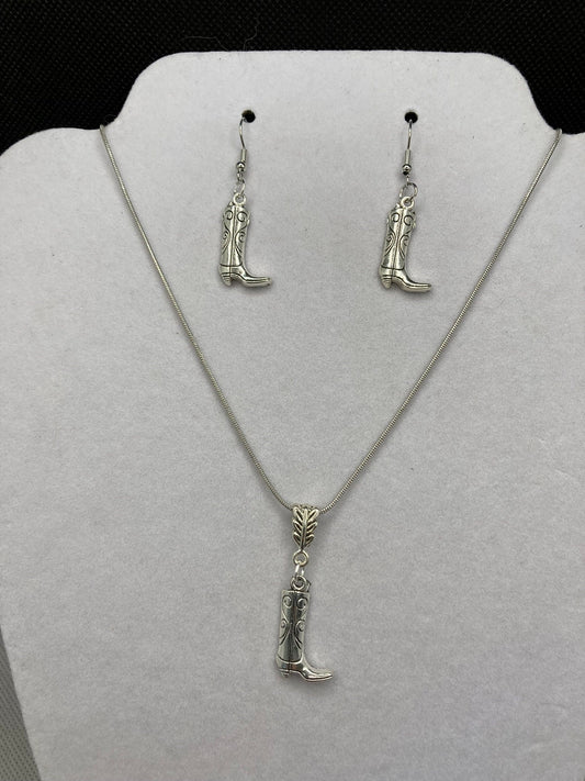 Cowboy Boots Earring and Necklace Set for Western, Country, Rodeo