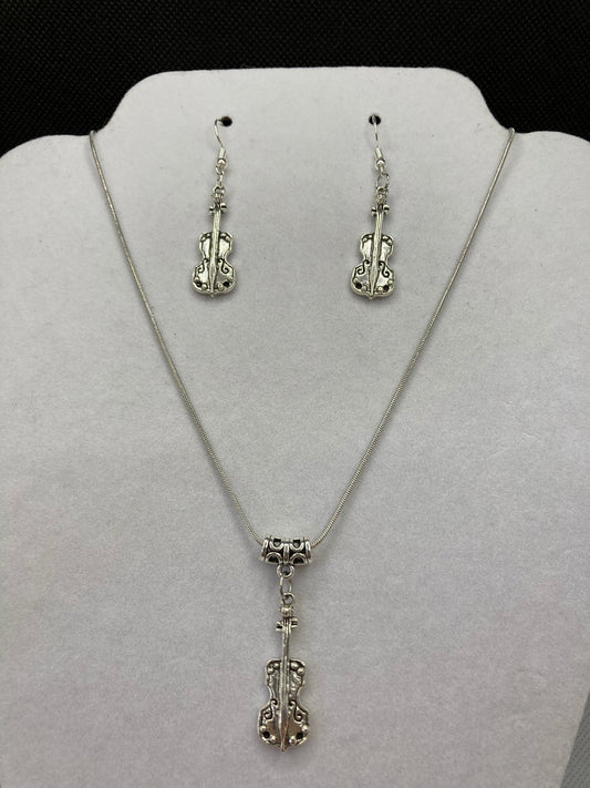 Violin Earring and Necklace Set for musicians, music lovers, and symphony.