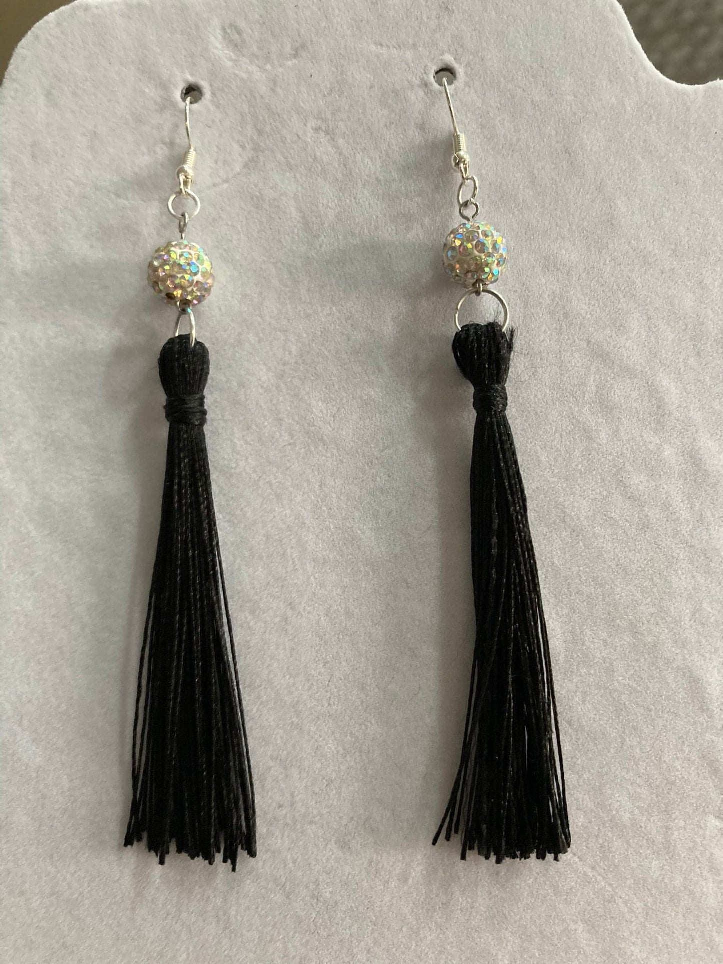 Black Tassel Earrings with Bling Ball trim. Southwest, Dressy, Chic