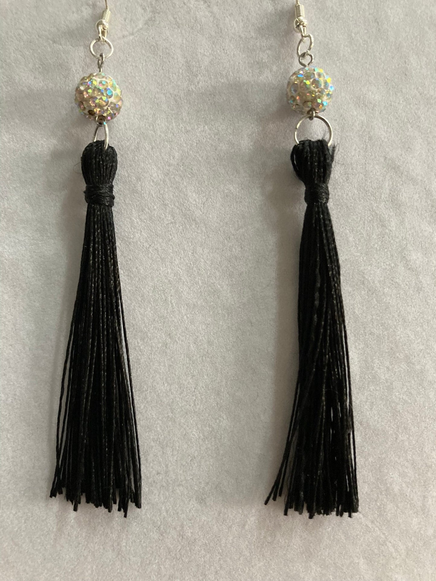 Black Tassel Earrings with Bling Ball trim. Southwest, Dressy, Chic